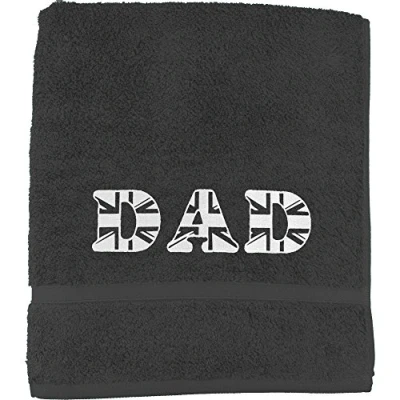 Image of TeddyT&#039;s Dad Union Jack Great Britain Embroidered Towel (Black)
