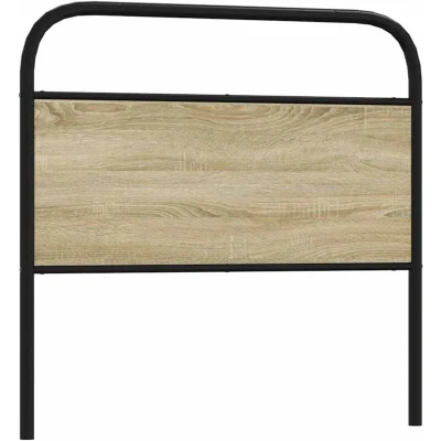 Image of vidaXL Sonoma Oak 90 cm Steel Bed Headboard Engineered Wood, Smoked Oak, 95x100 cm, Bedroom Furniture