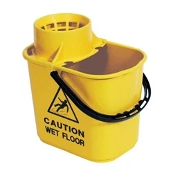 Image of 2Work Plastic Mop Bucket with Wringer 15 Litre Yellow 102946YL