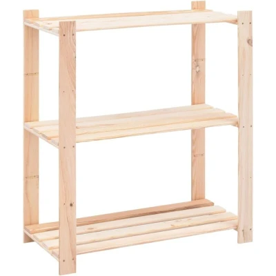 Image of vidaXL Solid Pinewood 3 Tier Storage Rack Durable, Easy to Assemble Ideal Solution for Kitchen, Office, Garage 80x38x90 cm Size 150 kg Loading Capacity