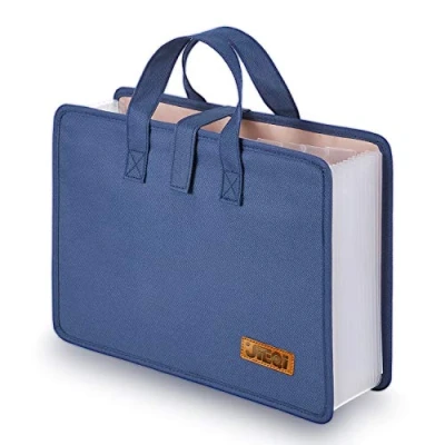 Image of Expanding File Folder Document Organizer, 13 Pockets Folders/Expandable Filing Folders with Handle A4 Size Accordion for Office/Business/School/Family Bill Paperwork (Blue Dark)
