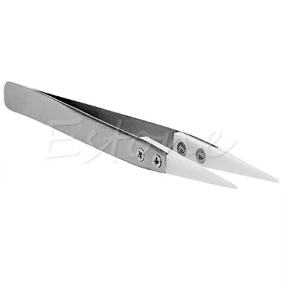 Image of Ceramic Pointed Tip Stainless Steel Tweezers High Temp Resistant Non Conductive Tweezer Multipurpose