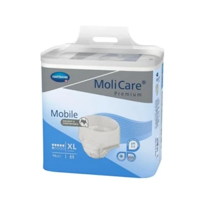 Image of MoliCare Premium Mobile Disposable Pull Up Pants: Discreet Use for Woman and Men with Incontinence; 6 Drops, Size XL, Pack of 14