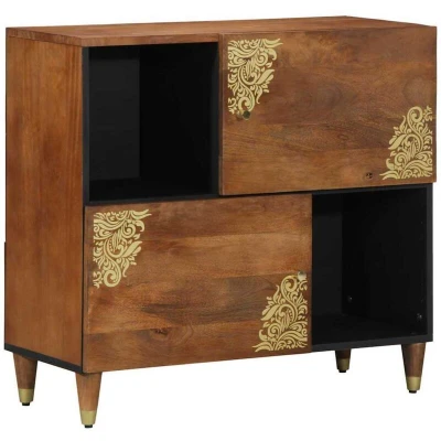 Image of vidaXL Media Storage Cabinets &amp; Racks Honey brown Solid wood Medium