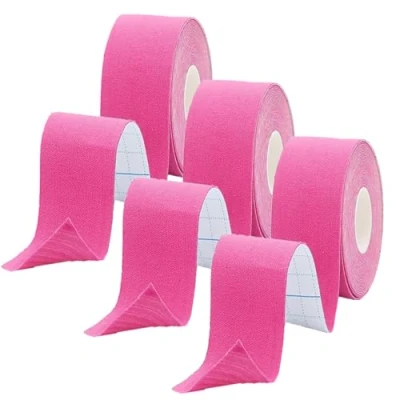 Image of ANAMPION Kinesiology Tape, Waterproof Sports Tape for Athletes Physio Elastic Pain Relief Adhesive Muscles Shin Splints Ankle Knee Shoulder (Pink, 2.5 CM 3 Rolls)