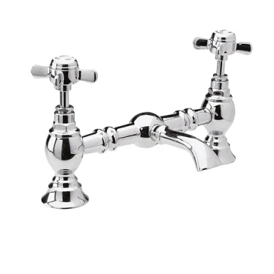 Image of Balterley Traditional Crosshead Bridge 2 Tap Hole Mixer Chrome