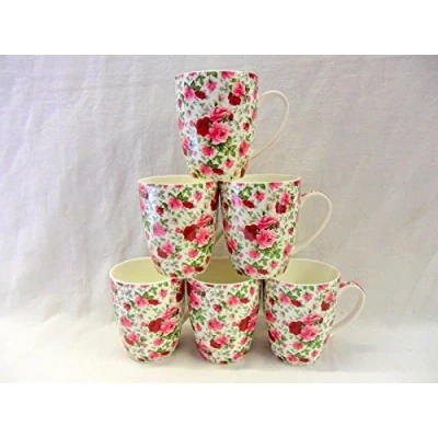 Image of Set of 6 China Aspen Mugs in Summertime Chintz.