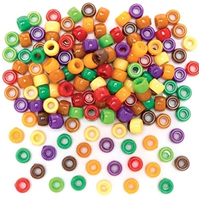 Image of Baker Ross FE603 Kids Crafts Pony Beads Pack of 600, Autumn Coloured for Children&#039;s Jewellery Making, Arts and Activities