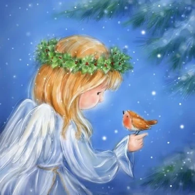 Image of 20 Napkins Christmas Angel with Bird as Table Decoration Paper Motif for Winter Animals Also Decoupage and 33 x cm