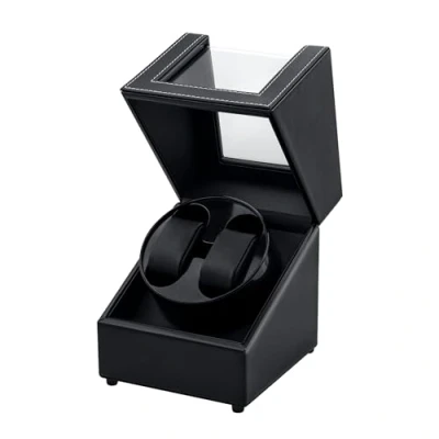 Image of Mcbazel Double Automatic Watch Winder Box, Display Storage Rotation Wristwatch Box with 2 Slots Black