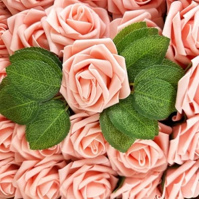 Image of SECALIFE 25 Pieces Artificial Flowers Roses with Stems, Fake Flowers, Foam pink Wedding Bouquets, Valentines Day Decorations, romantic