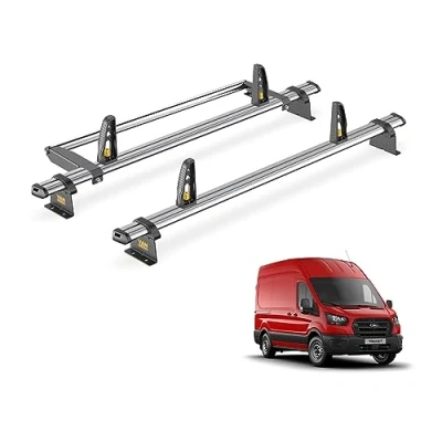 Image of Van Guard Trade Roof Rack for Ford Transit MK8 (2014+) 2 Steel Bars, Loadstops &amp; Rear Ladder Roller [Only suitable L3H3, L2H3] UltiBar Trade] SB310 2/VGR 06