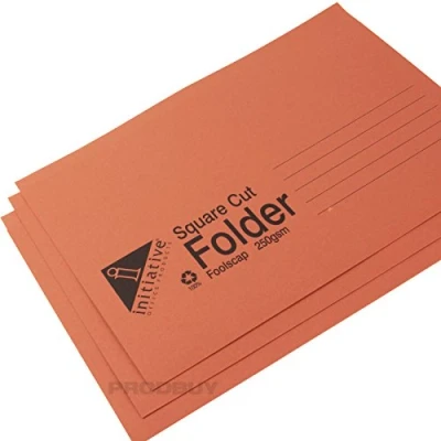 Image of [10 Pack] Orange Foolscap 250gsm Square Cut Folders
