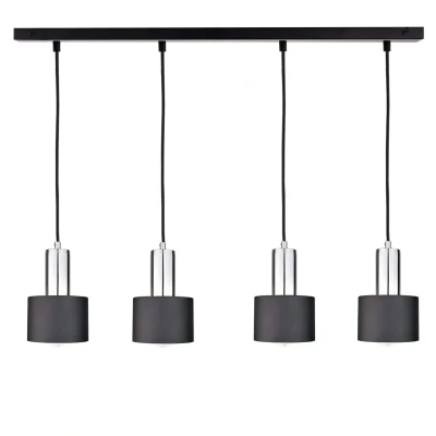 Image of Luce Bar Pendant Ceiling Light Black, Silver, 100cm, 4x E27