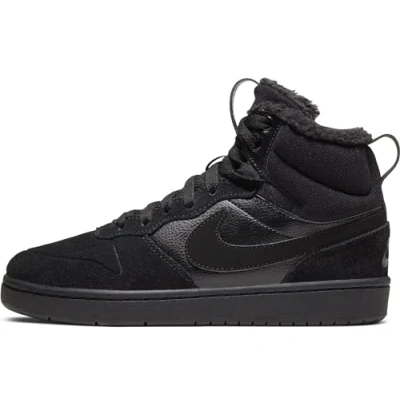 Image of Nike Court Borough Mid 2 Boot Bg, Boy&#039;s Sneaker, Black/Black/Black, 4.5 UK (37.5 EU)