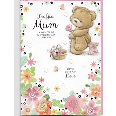 Image of Mothers Day Card For Mum 25 x 17.5 Cm (9.8 6.9 inches) You A Bunch Of Mother&#039;s Wishes With Lots Love Cute