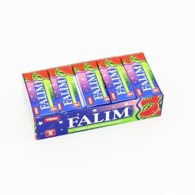 Image of Falim Sugarless Plain Chewing Gum with Watermelon Flavour, 100 Pieces (5 x 20 Pieces), Sugar Free, Natural Hard Gum, Refreshing Taste Trinovi
