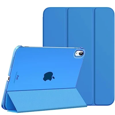 Image of MoKo for iPad 10th Generation Case 2022, Slim Stand Hard PC Translucent Back Shell Smart Cover Gen 10.9 inch Support Touch ID, Auto Wake/Sleep, Blue Wave