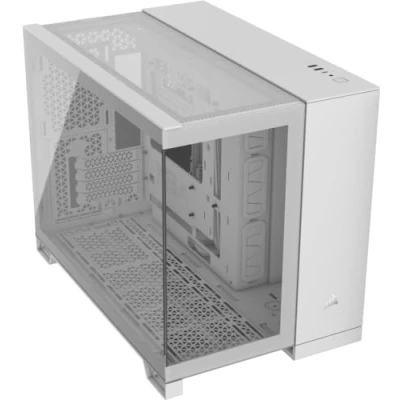 Image of CORSAIR 2500X Small Tower mATX Dual Chamber PC Case Panoramic Tempered Glass Reverse Connection Motherboard Compatible No Fans Included White