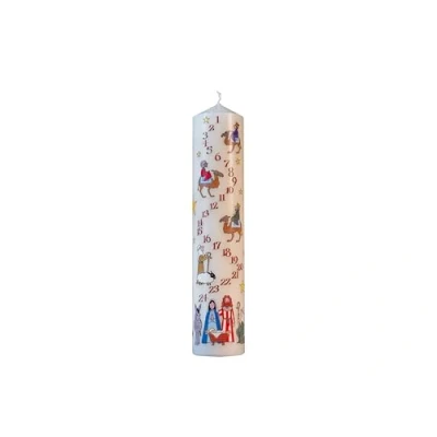 Image of Alison Gardiner Nativity Christmas Wax Unique Festive Advent Pillar Candle 50 Hours Burn Time 4.5 cm x 25.5