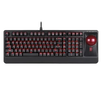 Image of Perixx PERIBOARD 322 Large Trackball Mechanical Keyboard 55 mm Trackball, Tilt Scrolling Wheel, 2 Hubs,RGB Backlit,US English Layout