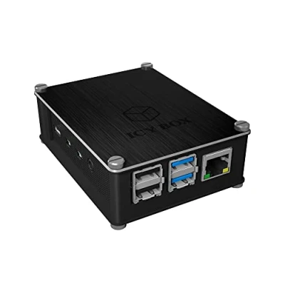 Image of ICY BOX Raspberry Pi 4 Aluminum and Acrylic Interchangeable Air Flow Side Grid Heat Sink