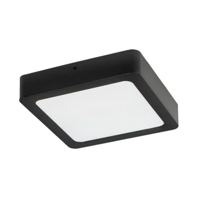 Image of 25cm Square Bathroom Ceiling Light Fitting IP44 24W Integrated LED Recessed Black