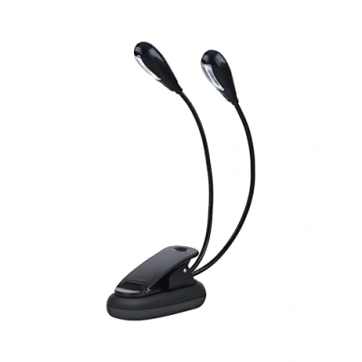 Image of Music Stand LED Light, Mini Double Arms Clip on Light Adjustable Reading 6 Beads / 8 with USB Cable Lamp for E Reader Book &amp; Bed Headboard(8 Beads)