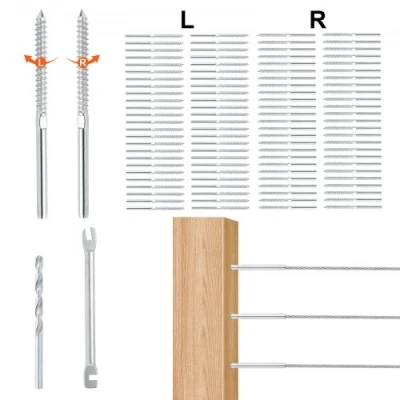 Image of VEVOR 122 Pack Cable Railing Swage Threaded Stud Tension End Fitting Terminal for 3.2mm Deck Railing, T316 Stainless Steel, Tensioner Wood/Metal Post, Silver