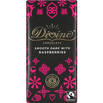 Image of Divine Fairtrade Dark Chocolate 70% Cocoa Raspberry (100g) Pack of 2