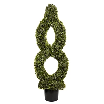Image of GreenBrokers Artificial Single Twist Boxwood Topiary Tree Premium Quality UV Protected Indoor/Outdoor Lifelike Decor for Home &amp; Business Entrance (4ft/120cm)