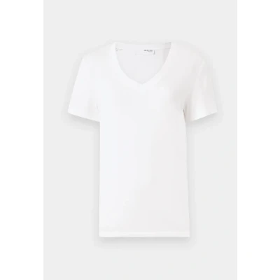Image of SELECTED FEMME Women&#039;s Slfessential SS V Neck tee Noos T Shirt, Bright White, Large