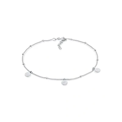 Image of Elli Anklet Ladies Satellite Chain Platelets Hammered in 925 Sterling Silver