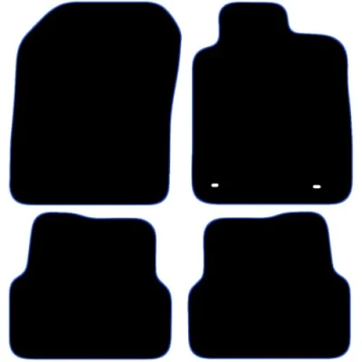 Image of Carsio Carpet Car Mats For Chevrolet Aveo 2012 2015 Tailored Fit Floor Mat Set Complete Accessory Black Custom Fitted All Weather, Anti Slip Backing &amp; Blue Trim