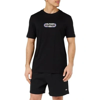 Image of Tommy Hilfiger Men Track Graphic Tee S/S T Shirts, Black, S