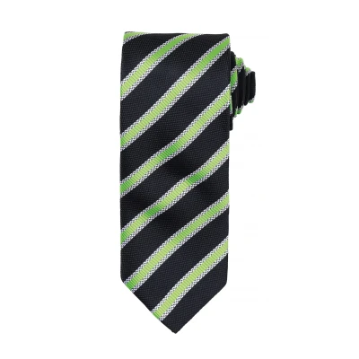 Image of Premier Mens Waffle Stripe Formal Business Tie (Pack of 2) (Black/Lime) One Size
