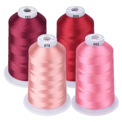 Image of Simthread Machine Embroidery Thread 5000M King Spools Pink Color for Brother/Babylock/Bernette/Janome/Singer/Kenmore Sewing and
