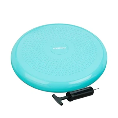 Image of Relaxdays Balance Disc, 33 cm Stability Wobble Cushion with Air Pump, Pillow Nubs, Fitness Board, Green