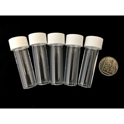 Image of 5ml plastic test tubes vials sample containers powder craft with white screw caps (20)