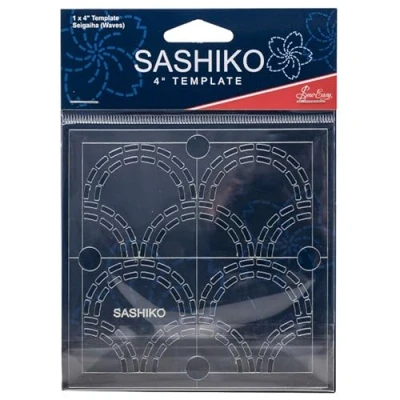 Image of Sew Easy 4 Sashiko Template Seigaiha (Waves) Quilting &amp; Patchwork Rule for Applique Sewing, Transparent Acrylic Non Slip, Instructions Included