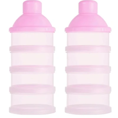 Image of 2 Pack Formula Dispenser，Portable Milk Powder Dispenser，Non Spill Baby Kids Dispenser，Milk Dispenser Container Pot Box (Pink)