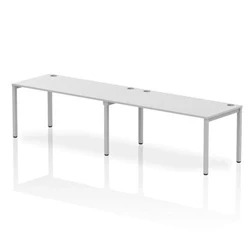 Image of Impulse Bench Single Row 2 Person 1600 Silver Frame Desk White