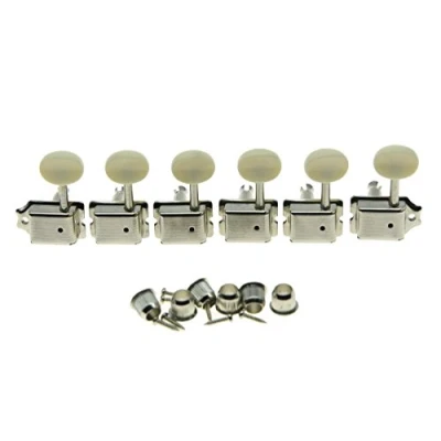 Image of Dopro Nickel with Aged White Lefty Split Shaft Vintage Guitar Tuning Keys Machine Heads for Strat Tele
