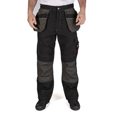 Image of Lee Cooper Workwear LCPNT224 Mens Contrast Multi &amp; Holster Pocket Kneepad Work Safety Cargo Pants Trousers, Black, 42W / 31L