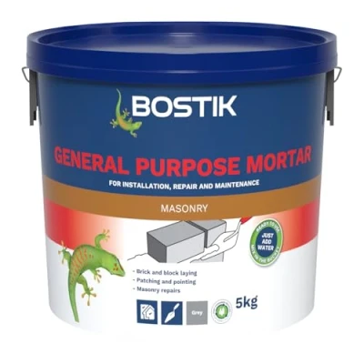 Image of Bostik Cementone General Purpose Mortar, Pre Mixed, Easy to Use, For Interior &amp; Exterior Repairs Maintenance, Colour: Grey, Size: 5kg (Packaging may vary)