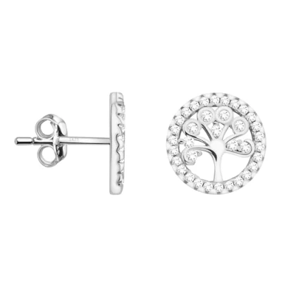 Image of SOFIA MILANI Women&#039;s Earrings 925 Silver with Zirconia Stones Tree of Life Stud 20557