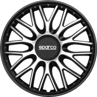 Image of Sparco SPC1696SVBK Set Wheel Covers Roma 16 inch Silver/Black, Pulgadas