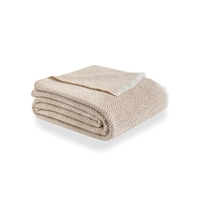 Image of Todocama Extra soft cotton blanket, Four Seasons, multi purpose bedspread for sofa, bed blankets, bedspread, sofa cover, sand beige, 180 x 240 cm