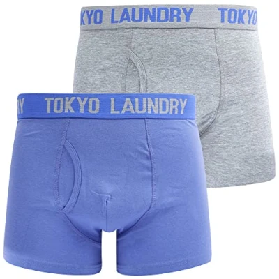Image of Tokyo Laundry Men&#039;s Saxen (2 Pack) Boxer Shorts Set Baja Blue/Light Grey Marl S