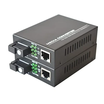 Image of Primeda telecom A pair of Gigabit Ethernet Singlemode Fiber optic Media Converter,100/1000Mbps RJ45 to 1000M Bi Directional Single Mode SC Transceiver up 20Km